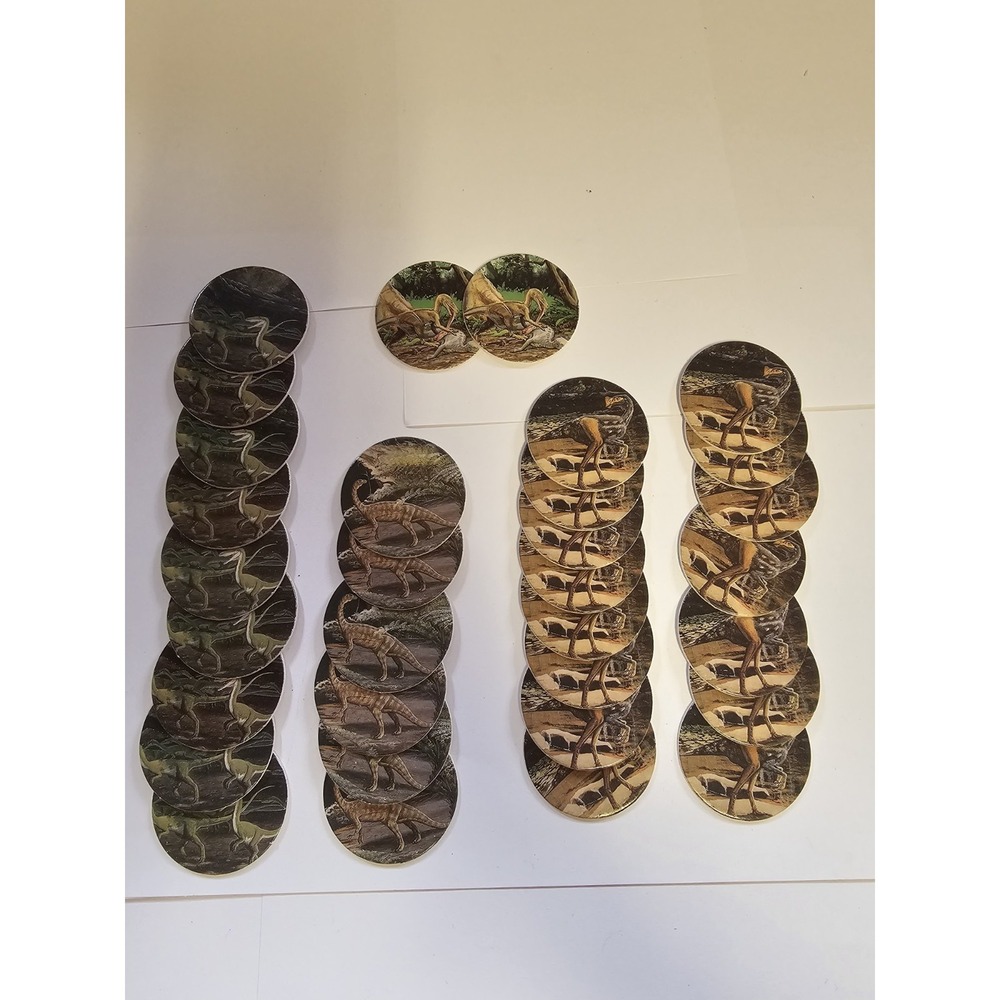 Lot Of Approximately 32 Vintage Dinosaur Pogs- Milk Caps